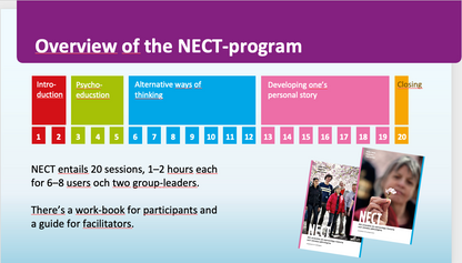 NECT- grupprogram mot självstigma. Digitala träffar. 20 sessioner, 10 kvällsträffar. Start 28 nov.