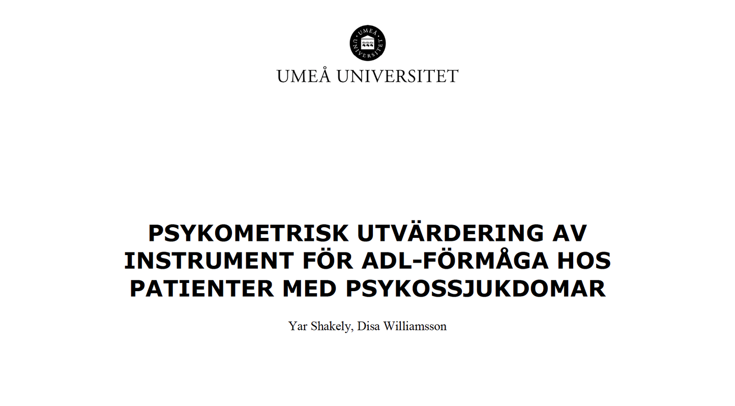 MIN FÖRMÅGA – Strukturerad bedömning av vardagsfunktion (ADL)